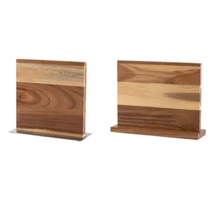 Porte-couteau magnétique double face en bois d'acacia bloc de cuisine présentoir neuf