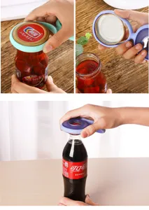Multi-functional silicone jar opener and bottle gripper, anti-slip kitchen tool for easy opening.