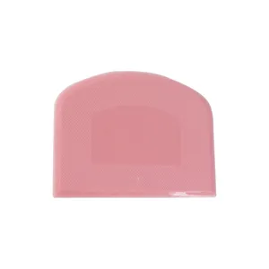 Pink PE plastic bench scraper for baking, durable dough cutter and cake decorating tool.