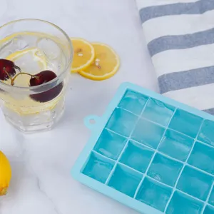 24-cavity silicone ice cube mold for homemade square ice blocks and kitchen tool use.