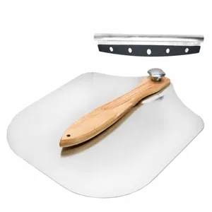 Foldable Aluminum Pizza Peel With Solid Wood Handle And Stainless Steel Pizza Wheel Cutter Baking Transfer Tool For Kitchen