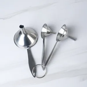Stainless Steel Funnel Three Piece Set Mini Funnels With Handle For Oil Vinegar Wine Spice Filling Kitchen Tool