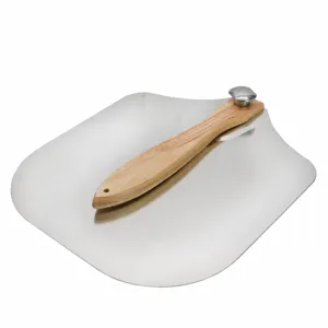 Aluminum Pizza Peel with Wooden Handle 12 Inch Square Pizza Shovel for Baking Tools