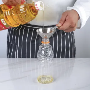 Mini stainless steel funnel set for kitchen oil, spice, and liquid filling, durable and easy use.