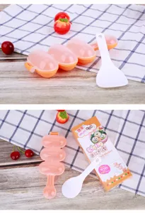 Plastik 3-Fächer Reisbälle Shaker Form Set mit Reislöffel für DIY Sushi Küche Werkzeuge Detailansicht