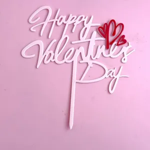 Valentine's Day acrylic cake topper pink and red heart dessert decoration sweet love party