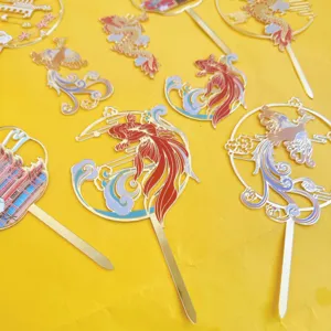 Chinese style acrylic cake topper details, showcasing intricate koi dragon and phoenix motifs.
