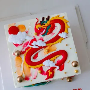 Chinese dragon cake topper New Year soft rubber decor for baking party supplies design
