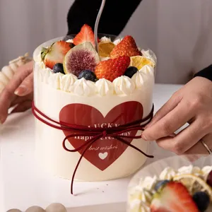 Valentine's day cake decoration sticker and red ribbon set for romantic baking gifts and party treats.