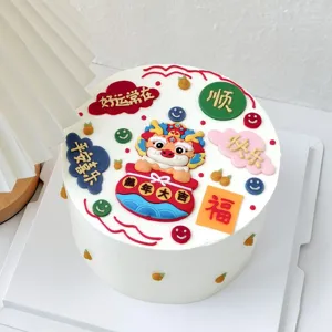 Traditional Chinese Dragon Cake Topper Acrylic Multicolor Auspicious Cloud Dessert Decoration Ornament For New Year Party Celebration Craft