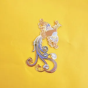 Chinese style phoenix acrylic cake topper detail, traditional decorative element for party.
