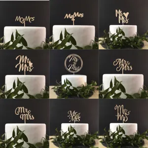 Mr & Mrs Acrylic Cake Topper For Wedding Valentine's Day Party Decoration Rustic Dessert Table Cake Insert Sign