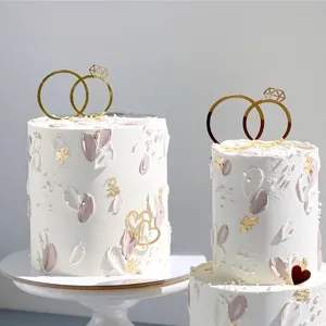 Topper per torta con anello in acrilico per matrimonio, fidanzamento e festa.