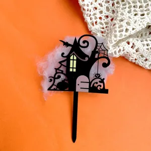 Halloween spooky castle cake topper acrylic party decoration dessert table festival supplies