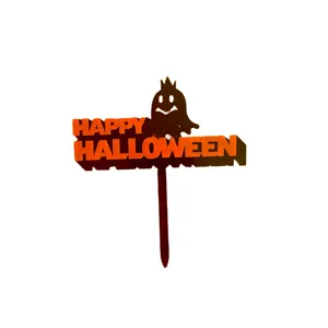 Halloween acrylic cake topper orange ghost happy halloween party decoration dessert insert