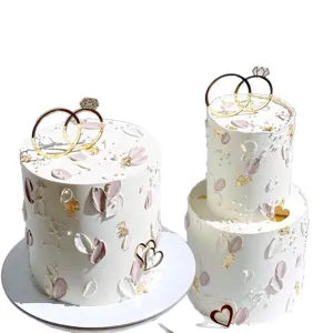 Topper per torta in acrilico con anello stile INS per feste di fidanzamento matrimonio.