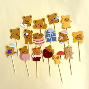 Süße koreanische Papier Bären Tortenaufleger Set für Valentinstag Party und Deko.