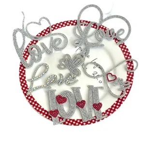 Rhinestone Love Cake Toppers Sparkly Diamond Letter Cake Decorations for Valentine Day Party