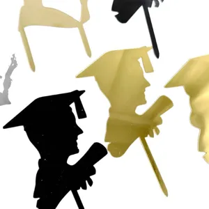 Graduation cake topper acrylic PhD cap silhouette decoration party dessert supplies