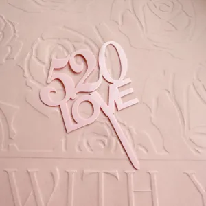 Cake topper 520 LOVE in acrilico rosa per decorazione festa San Valentino dessert dolce