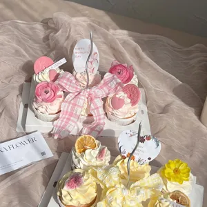 Decorations de Cupcake de Fete des Meres Rubans a Carreaux et Cartes Topper pour Fete