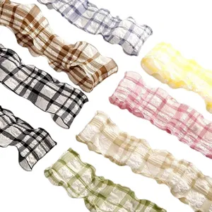 Nastro decorativo con bordo ondulato in chiffon a quadri colorati per regali