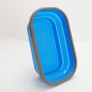 Draagbare opvouwbare siliconen lunchbox, inklapbare voedselcontainer voor school of reizen.