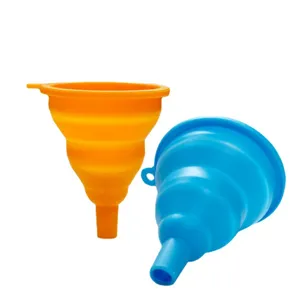 Embudo Plegable de Silicona de Grado Alimentario Resistente al Calor Telescópico Embudo de Aceite de Cocina Portátil