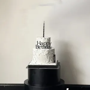 Minimalist black acrylic Happy Birthday cake topper minimalist style birthday decoration detail