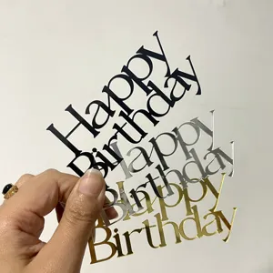 Acrylic Happy Birthday cake topper set, minimalist style party dessert decoration for baking.