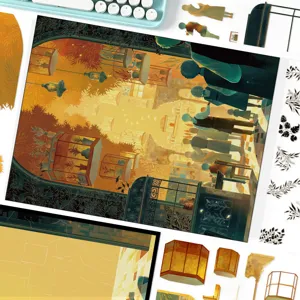 Scarborough Fair 3D Szenerie DIY Aufkleber Detailaufnahme, kreatives Tagebuch Deko Set.