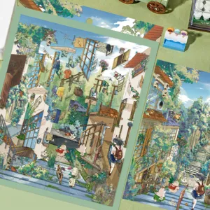 Pegatina de paisaje 3D de bosque de verano gran PET miniatura escena DIY detalle