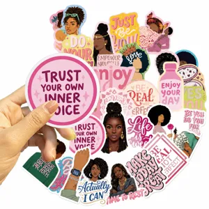 Black motivational waterproof stickers pack aesthetic decorative laptop decals for diy