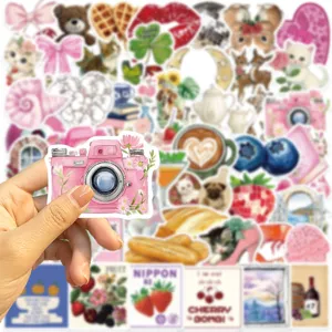Roze esthetische schattige stickerpakket vinyl waterdichte stickers voor laptopfles set