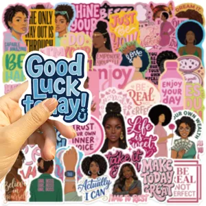 Black motivational stickers aesthetic cute DIY decals for laptop phone journal 50pcs pack