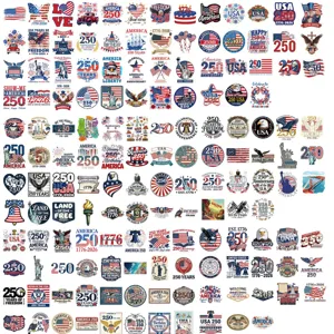 150pcs US 250th Anniversary Stickers Waterproof DIY Laptop Luggage Decals Pack Set