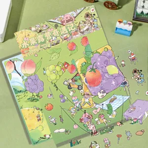 Set di adesivi fai da te in miniatura 3D carino con cibo curativo e campeggio per diario e planner.