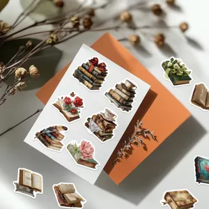 50pcs vintage book stickers waterproof watercolor journal DIY laptop suitcase decorations