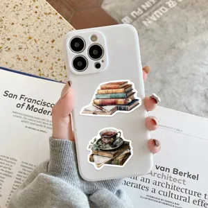 Retro book sticker aesthetic watercolor reading waterproof sticker for phone laptop decor