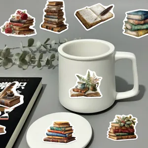 Vintage book stickers waterproof decorative decals for journal laptop water bottle cup DIY art