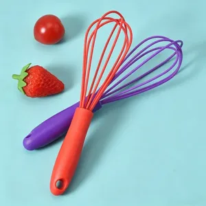 Mini silicone manual egg whisk kitchen baking tool with comfortable plastic handle set