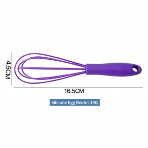 Mini silicone manual egg whisk kitchen baking tool with plastic handle for easy mixing