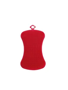 Spugna per piatti in silicone rosso spazzola pulizia cucina raschietto a forma di sapone