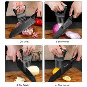 Edelstahl Zwiebelhalter und Fleischschneider Küchenhelfer Set zum einfachen Schneiden.