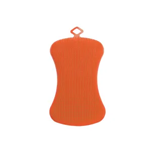 Spazzola per la pulizia della cucina in silicone PE creativa con foro per pentole e padelle.