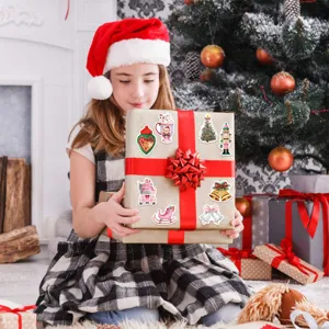 Autocollants Noel rose mignon de vacances DIY decoratif pour telephone portable ordinateur detail