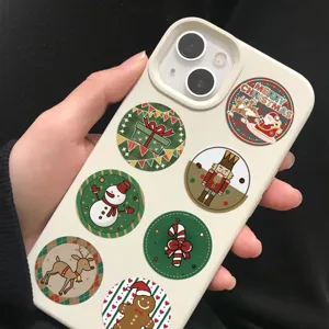 Christmas roll stickers decorative circular holiday journaling material for phone case packaging