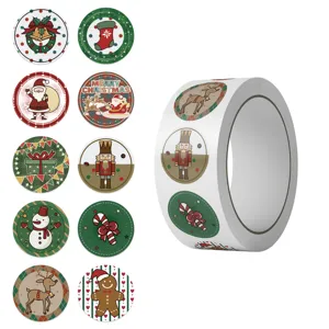 Christmas Roll Stickers Self Adhesive PVC Holiday Labels Decals For Gift Wrapping Party Crafts Decoration