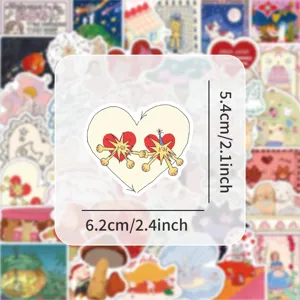 Cute hand-drawn heart star cartoon sticker, waterproof vinyl decal for phone and laptop deco.