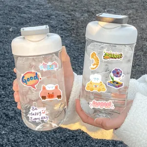 Cute cartoon doodle stickers for water bottles, laptops, and suitcases, waterproof vinyl.